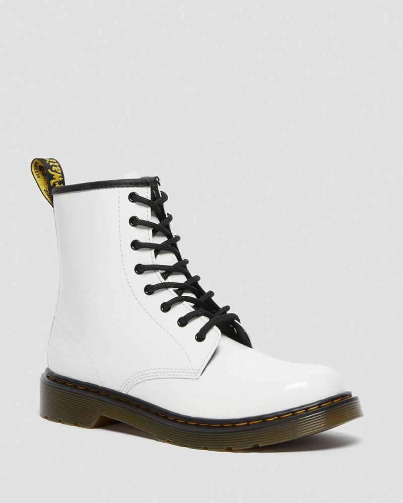 Botas con Cordones Dr Martens Youth 1460 Charol Cuero Niños Blancos | MX 114EBC